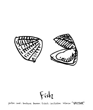 deniz gıda çizimler / el çekilmiş gıda maddeleri - vektör