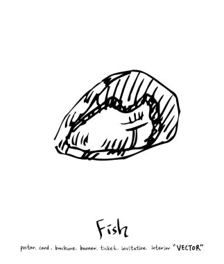 deniz gıda çizimler / el çekilmiş gıda maddeleri - vektör