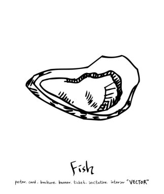 deniz gıda çizimler / el çekilmiş gıda maddeleri - vektör