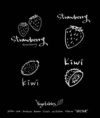 Sebze ve meyve resimler / el çekilmiş gıda maddeleri - vektör