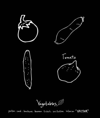 Sebze ve meyve resimler / el çekilmiş gıda maddeleri - vektör