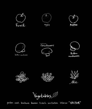 Sebze ve meyve resimler / el çekilmiş gıda maddeleri - vektör