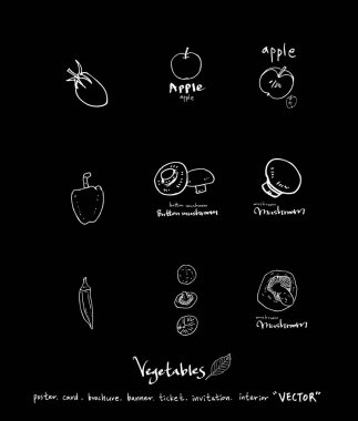 Sebze ve meyve resimler / el çekilmiş gıda maddeleri - vektör