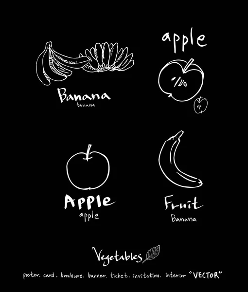 Овощные Фруктовые Иллюстрации Ингредиенты Рисования Вручную Вектор — стоковый вектор