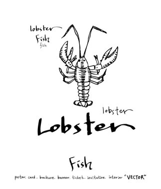 deniz gıda çizimler / el çekilmiş gıda maddeleri - vektör