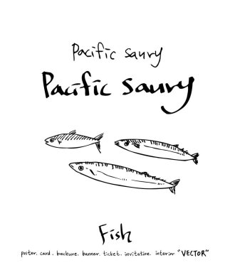 deniz gıda çizimler / el çekilmiş gıda maddeleri - vektör