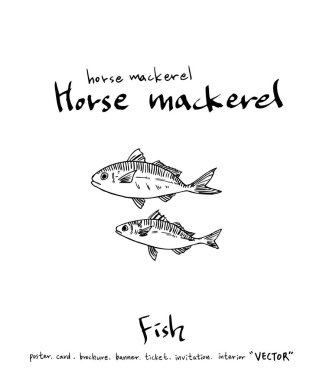 deniz gıda çizimler / el çekilmiş gıda maddeleri - vektör