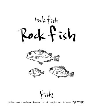 deniz gıda çizimler / el çekilmiş gıda maddeleri - vektör