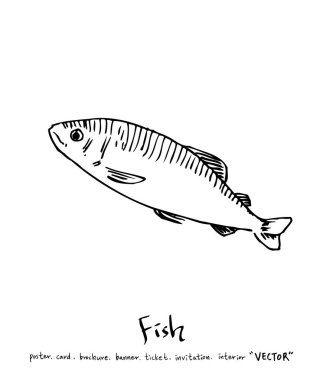 deniz gıda çizimler / el çekilmiş gıda maddeleri - vektör