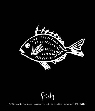 deniz gıda çizimler / el çekilmiş gıda maddeleri - vektör