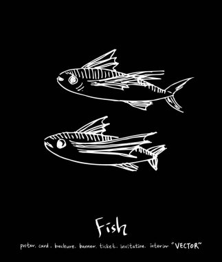 deniz gıda çizimler / el çekilmiş gıda maddeleri - vektör