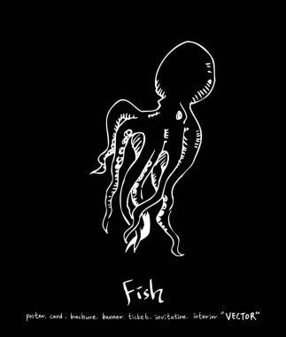 deniz gıda çizimler / el çekilmiş gıda maddeleri - vektör