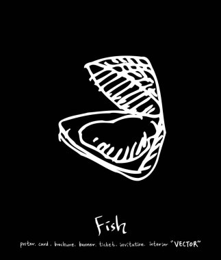 deniz gıda çizimler / el çekilmiş gıda maddeleri - vektör