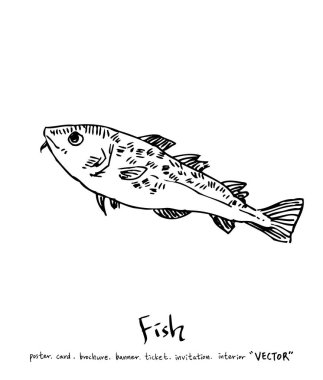 Çizilmiş gıda maddeleri el / deniz gıda resimleri - vektör