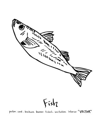 Çizilmiş gıda maddeleri el / deniz gıda resimleri - vektör