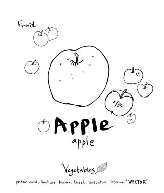 El çekilmiş gıda maddeleri - sebze ve meyve resimleri - vektör