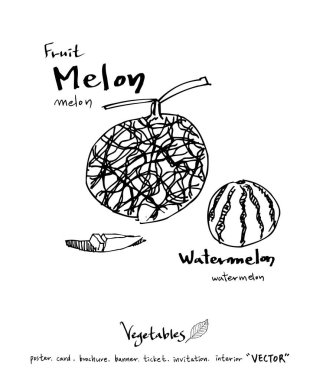 El çekilmiş gıda maddeleri - sebze ve meyve resimleri - vektör