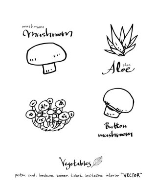 El çekilmiş gıda maddeleri - sebze ve meyve resimleri - vektör