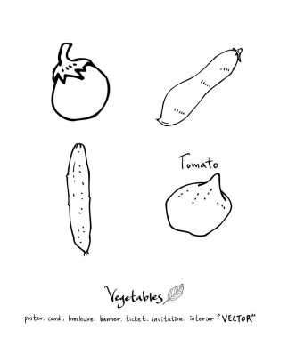 El çekilmiş gıda maddeleri - sebze ve meyve resimleri - vektör