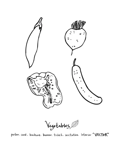 手工绘制食品配料 蔬菜和水果插图 — 图库矢量图片