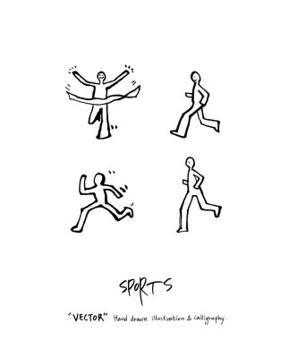 Çizilmiş spor ve eğlence illüstrasyon el - vektör