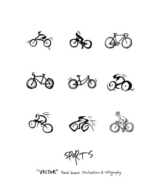 Çizilmiş spor ve eğlence illüstrasyon el - vektör