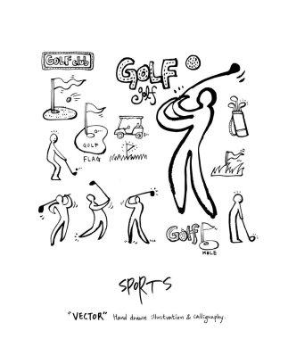 Çizilmiş spor ve eğlence illüstrasyon el - vektör