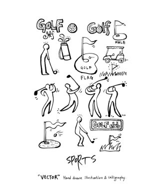 Çizilmiş spor ve eğlence illüstrasyon el - vektör