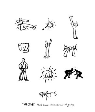 Spor poster illüstrasyon - içinde çizilmiş vektör el / arka plan spor