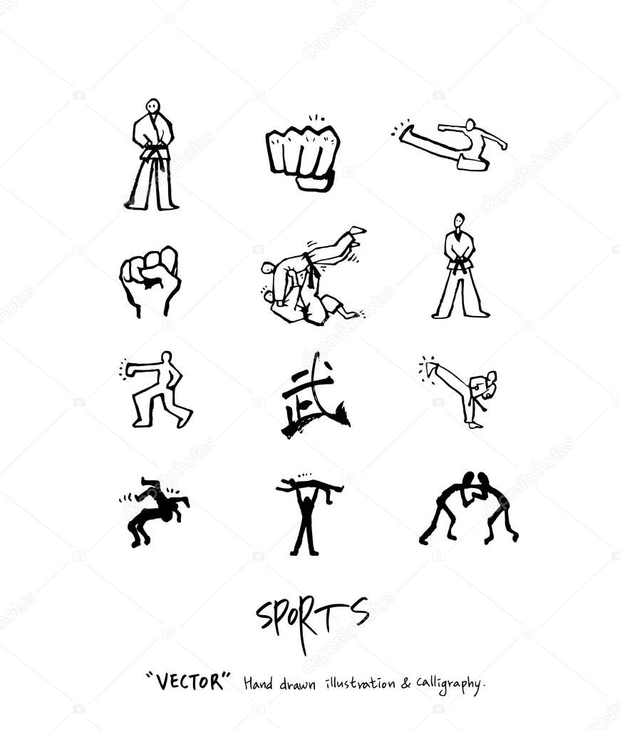Sports poster illustration - hand drawn in vector / sport background