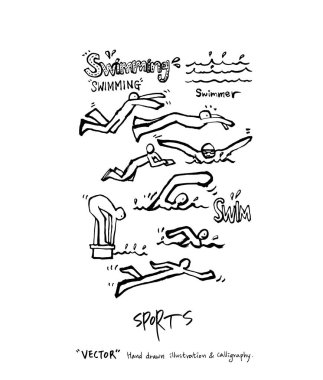 Çizilmiş spor ve eğlence illüstrasyon el - vektör