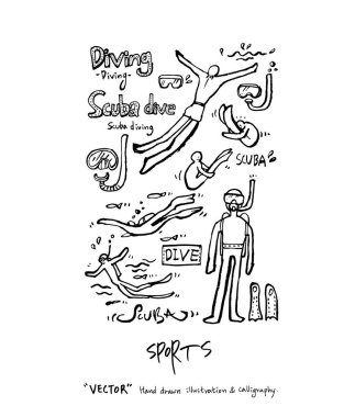 Çizilmiş spor ve eğlence illüstrasyon el - vektör