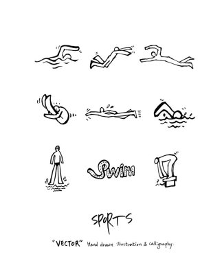 Çizilmiş spor ve eğlence illüstrasyon el - vektör