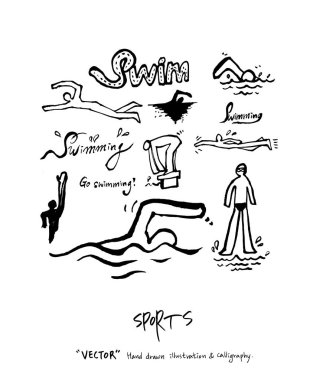 Çizilmiş spor ve eğlence illüstrasyon el - vektör
