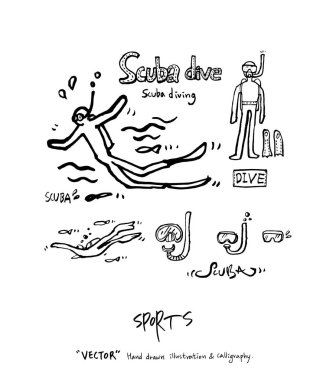 Çizilmiş spor ve eğlence illüstrasyon el - vektör