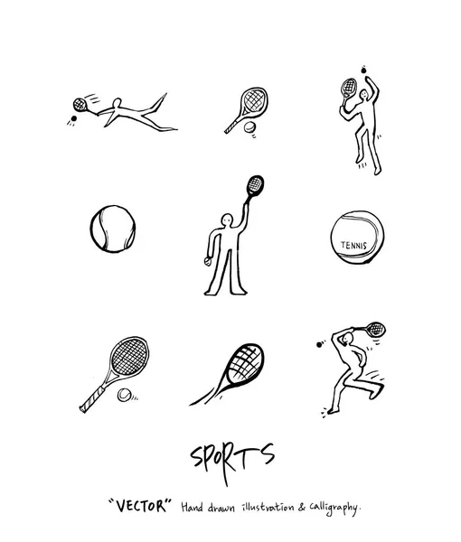 Illustrazione Poster Sportivo Disegnato Mano Sfondo Vettoriale Sportivo — Vettoriale Stock