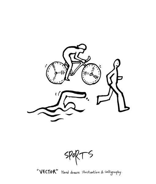 Sport Affisch Illustration Hand Dras Vektor Idrott Bakgrund — Stock vektor
