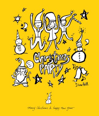 Çizilmiş Noel poster el - vektör