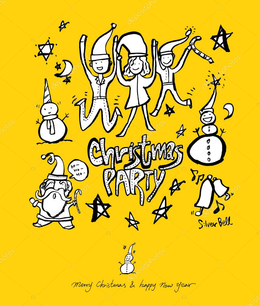 Hand drawn Christmas poster - vector