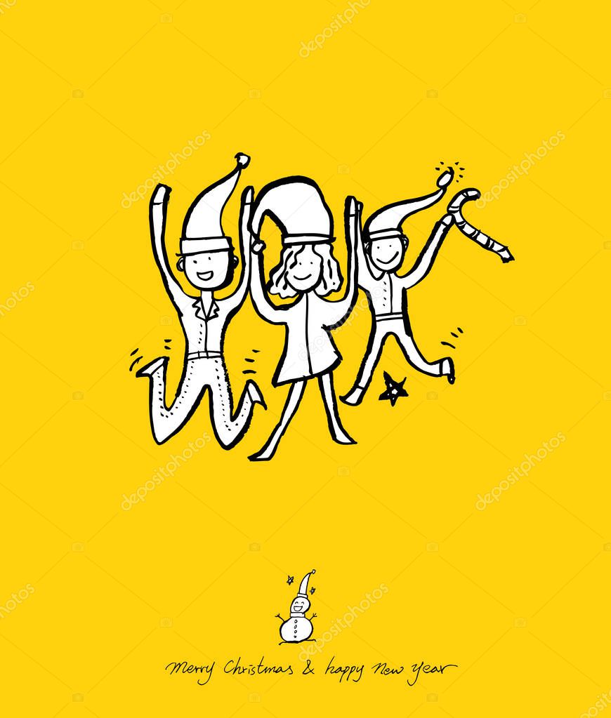 Hand drawn Christmas poster - vector