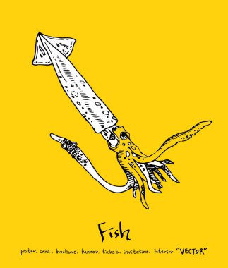 Deniz gıda menü çizimler / el çekilmiş gıda maddeleri - vektör