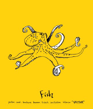 Deniz gıda menü çizimler / el çekilmiş gıda maddeleri - vektör