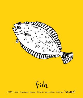 Deniz gıda menü çizimler / el çekilmiş gıda maddeleri - vektör