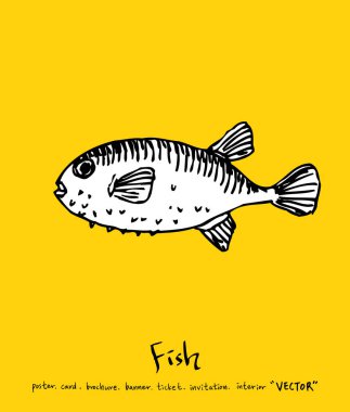 Deniz gıda menü çizimler / el çekilmiş gıda maddeleri - vektör