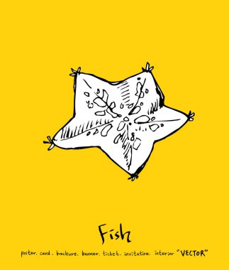 Deniz gıda menü çizimler / el çekilmiş gıda maddeleri - vektör