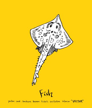 Deniz gıda menü çizimler / el çekilmiş gıda maddeleri - vektör