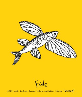 Deniz gıda menü çizimler / el çekilmiş gıda maddeleri - vektör