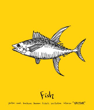 Deniz gıda menü çizimler / el çekilmiş gıda maddeleri - vektör