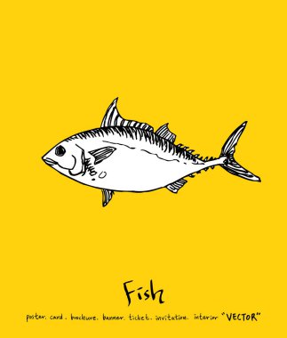 Deniz gıda menü çizimler / el çekilmiş gıda maddeleri - vektör