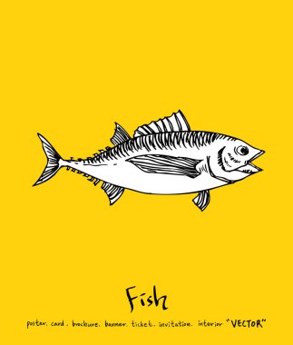 Deniz gıda menü çizimler / el çekilmiş gıda maddeleri - vektör